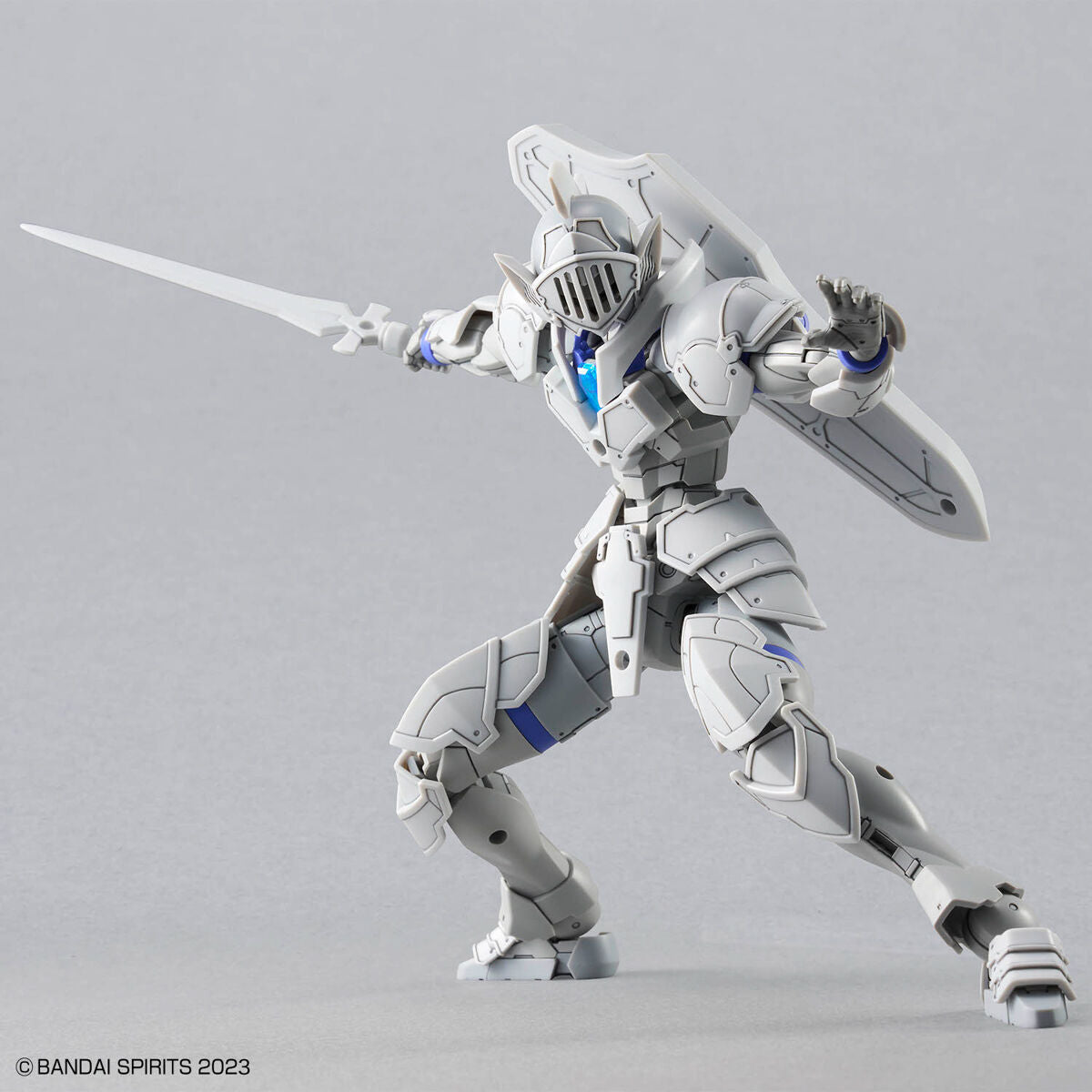 30MF Liber Knight figure with a sword on a gray background, featuring Bandai Spirits branding.