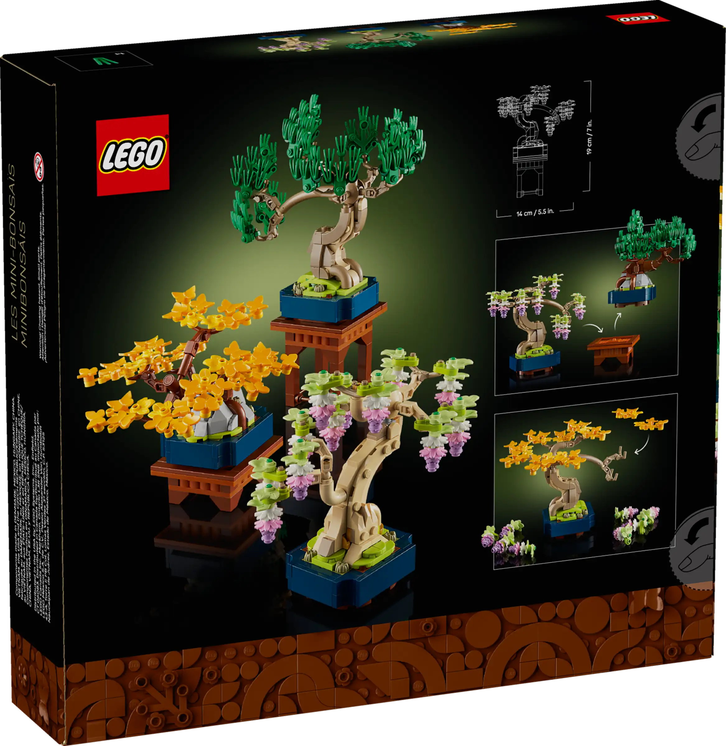 LEGO 10373 Mini Bonsai Trees set packaging with tree models and LEGO logo.