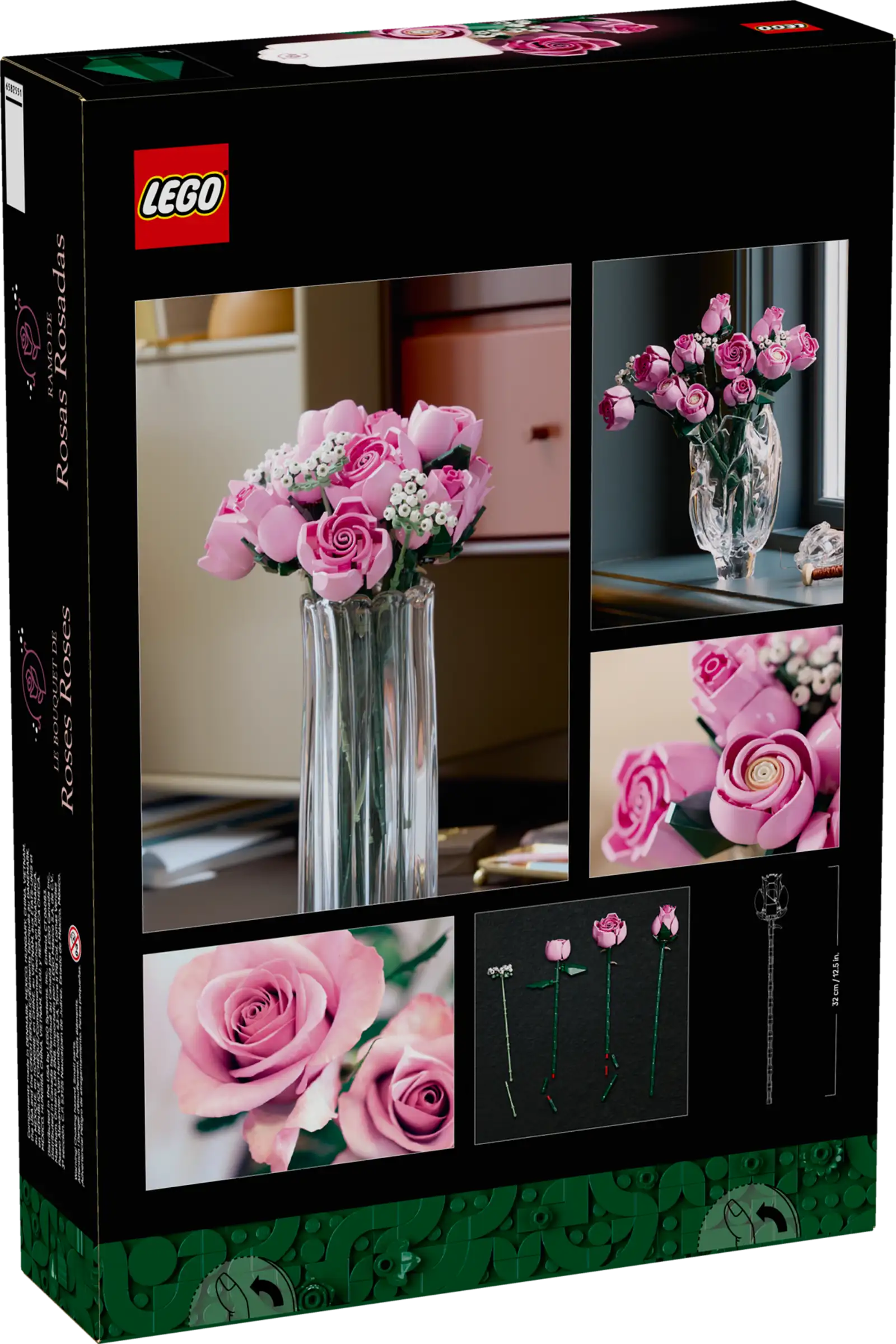 LEGO 10374 Bouquet of Pink Roses with images of pink roses and a vase.