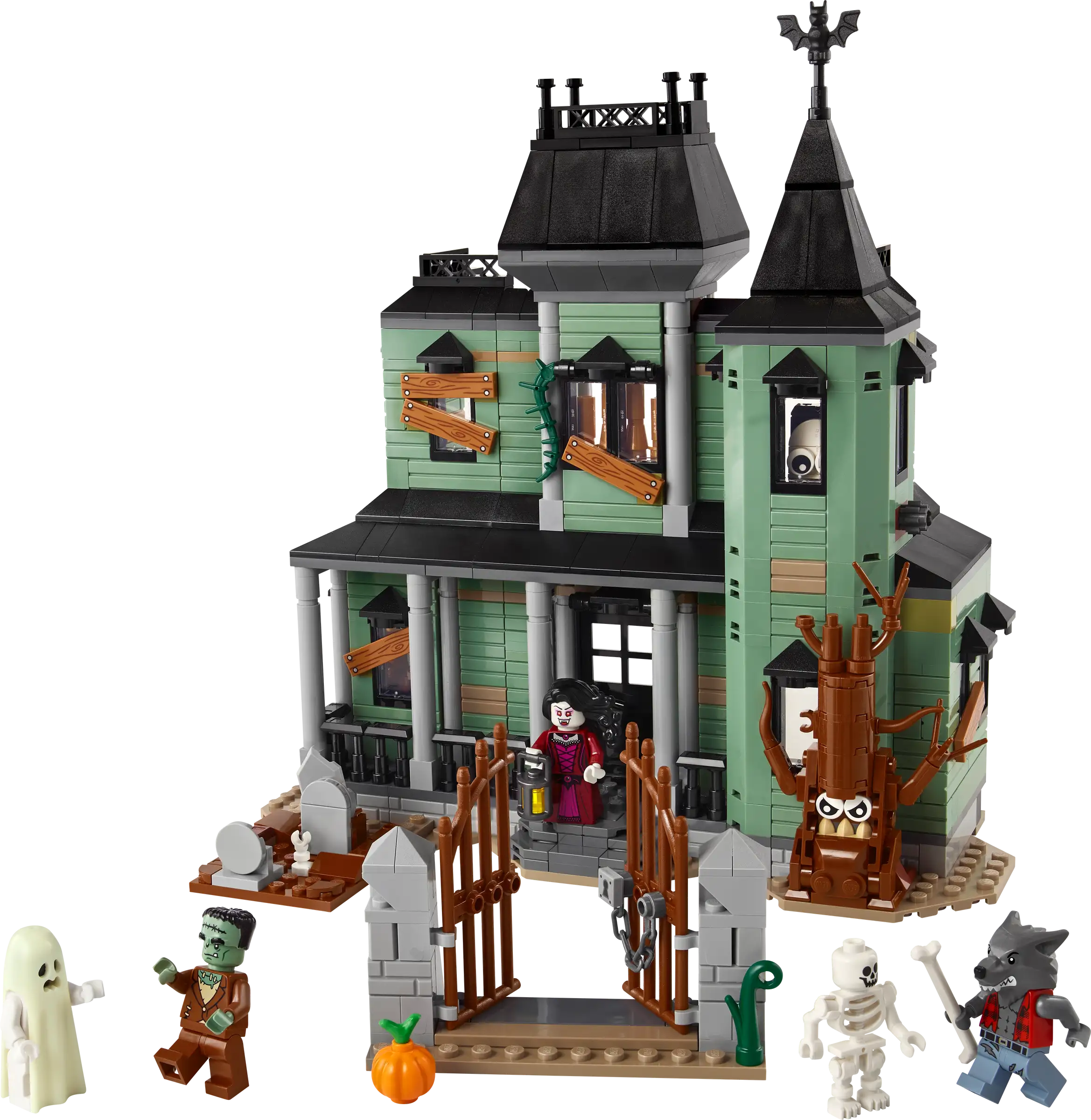 LEGO 31167 Haunted Mansion set with characters on a white background