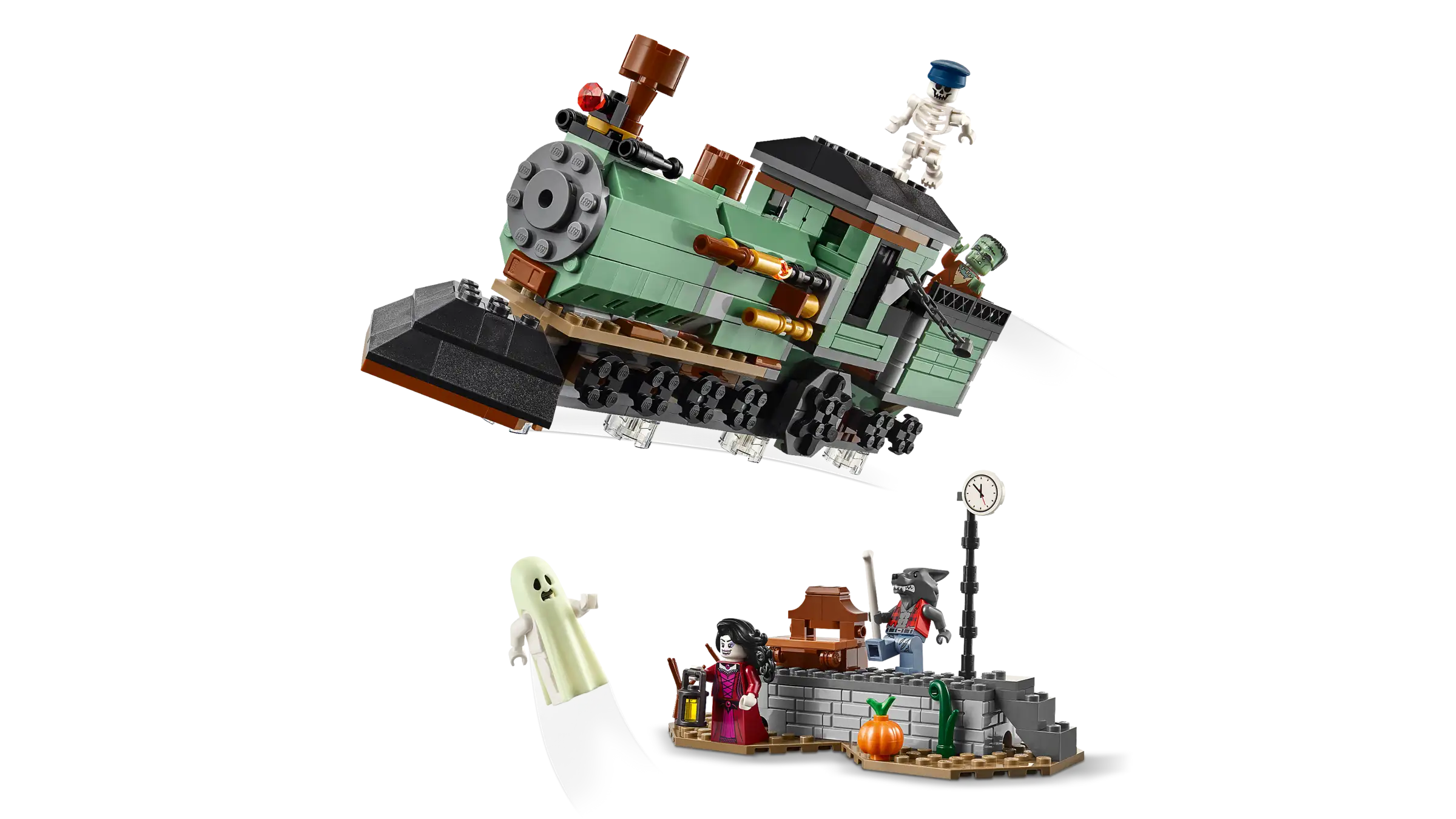 LEGO 31167 Haunted Mansion - train set with detailed components on a white background