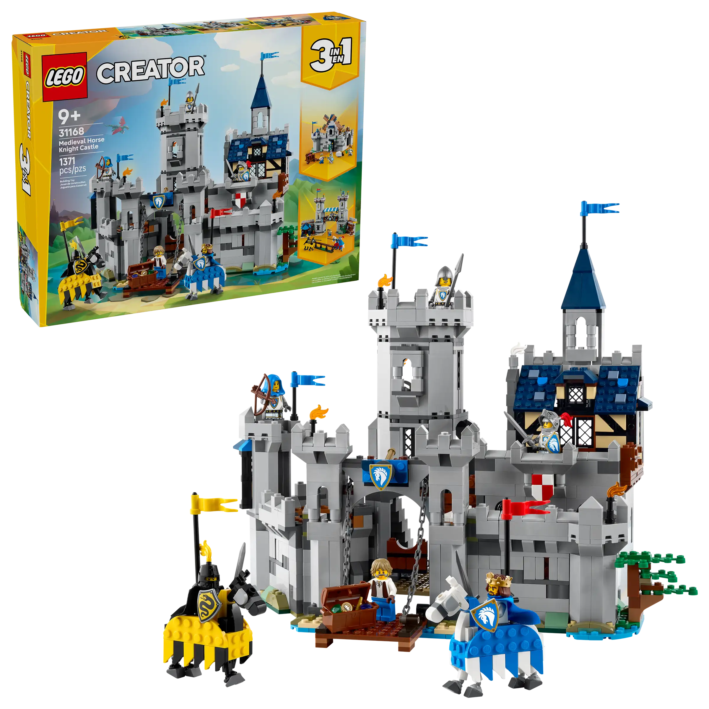 LEGO 31168 Medieval Horse Knight Castle set with packaging on a white background