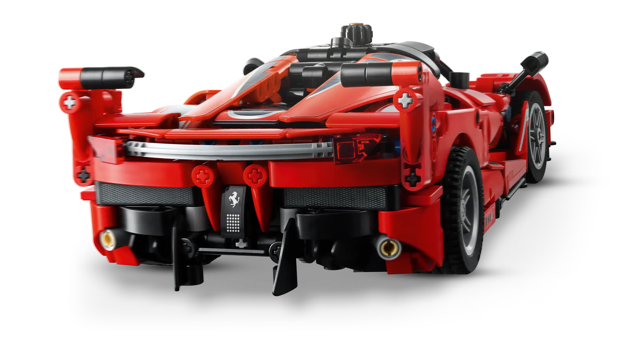 LEGO 42212 Ferrari FXX K Red sports car model made of interlocking bricks on a white background