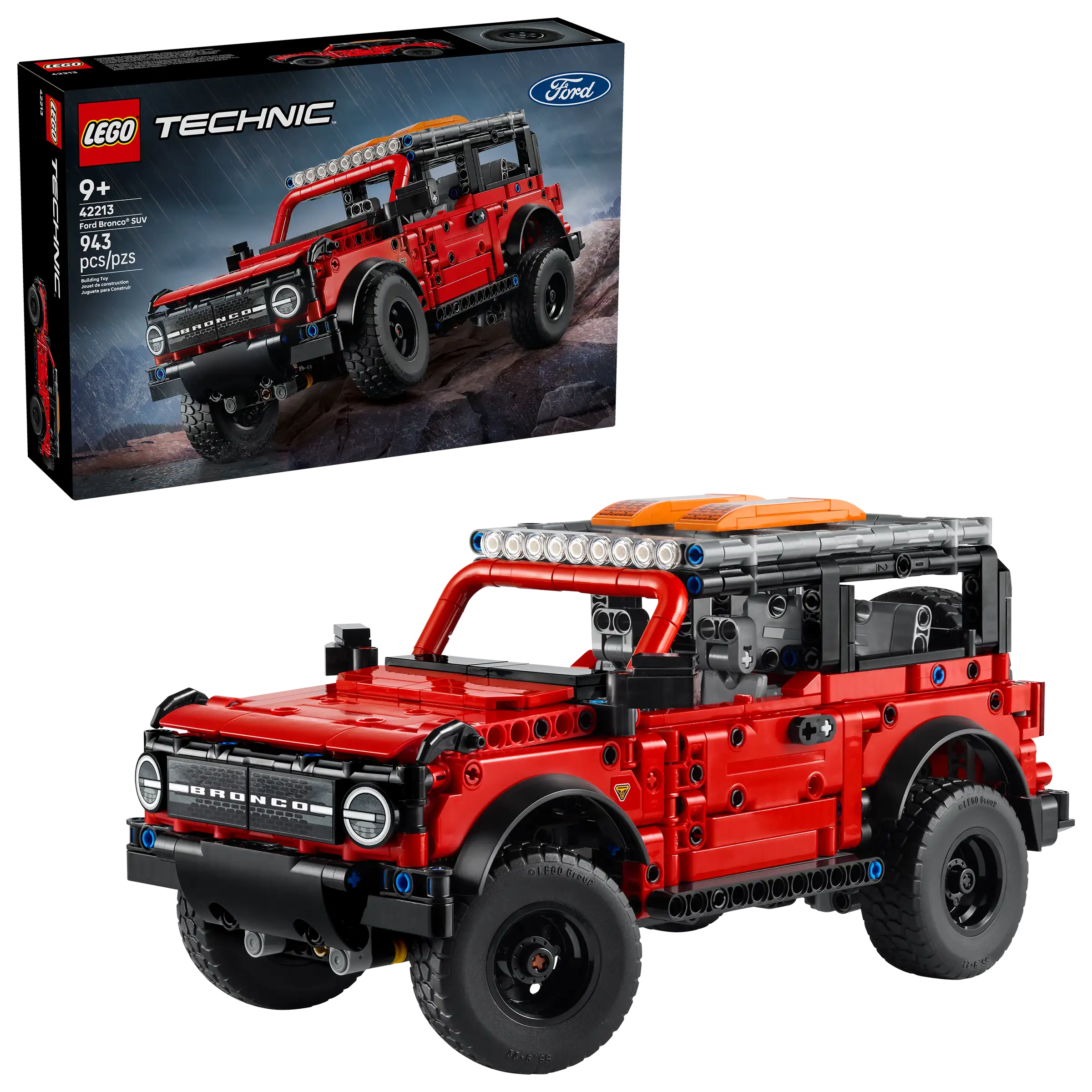 LEGO Technic 42213 Ford Bronco SUV model kit with packaging on a white background