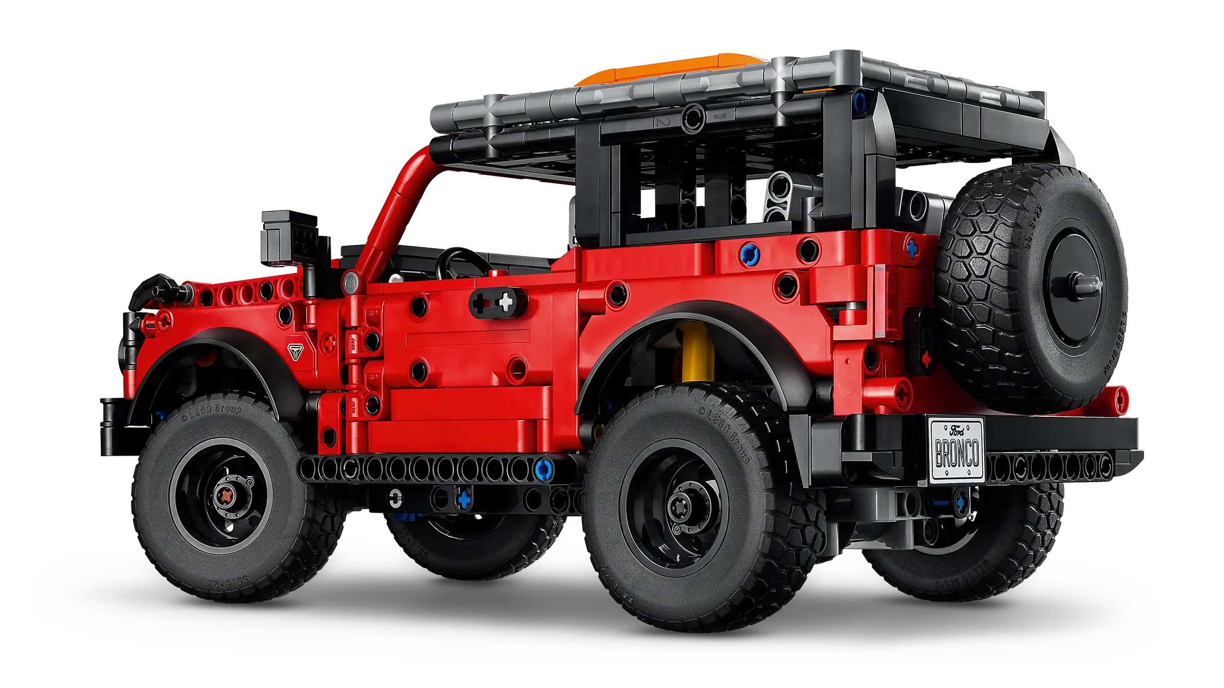 LEGO 42213 Ford Bronco SUV Red off-road vehicle made of interlocking bricks on a white background
