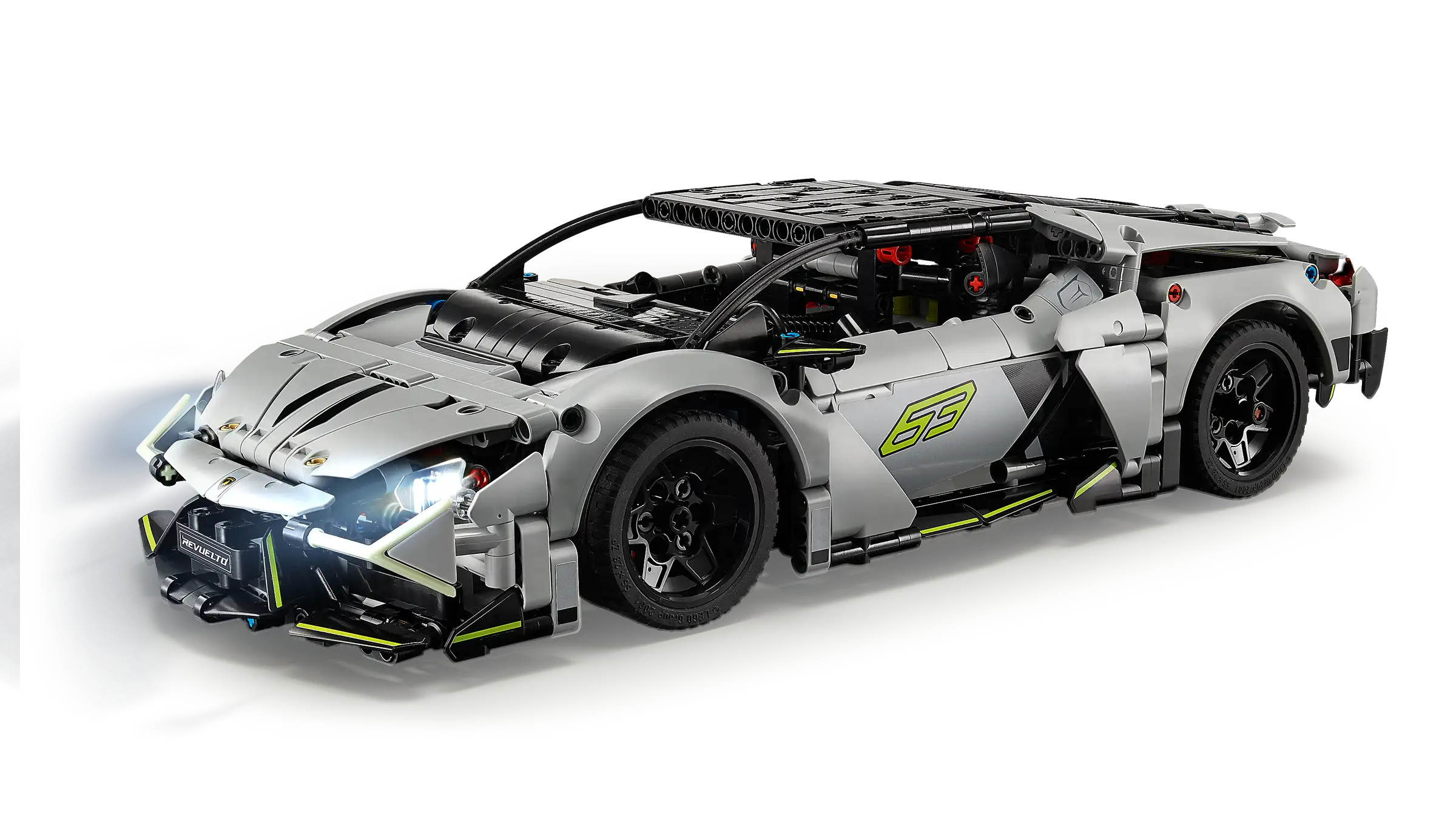 LEGO 42214 Lamborghini Revuelto sports car model on a white background