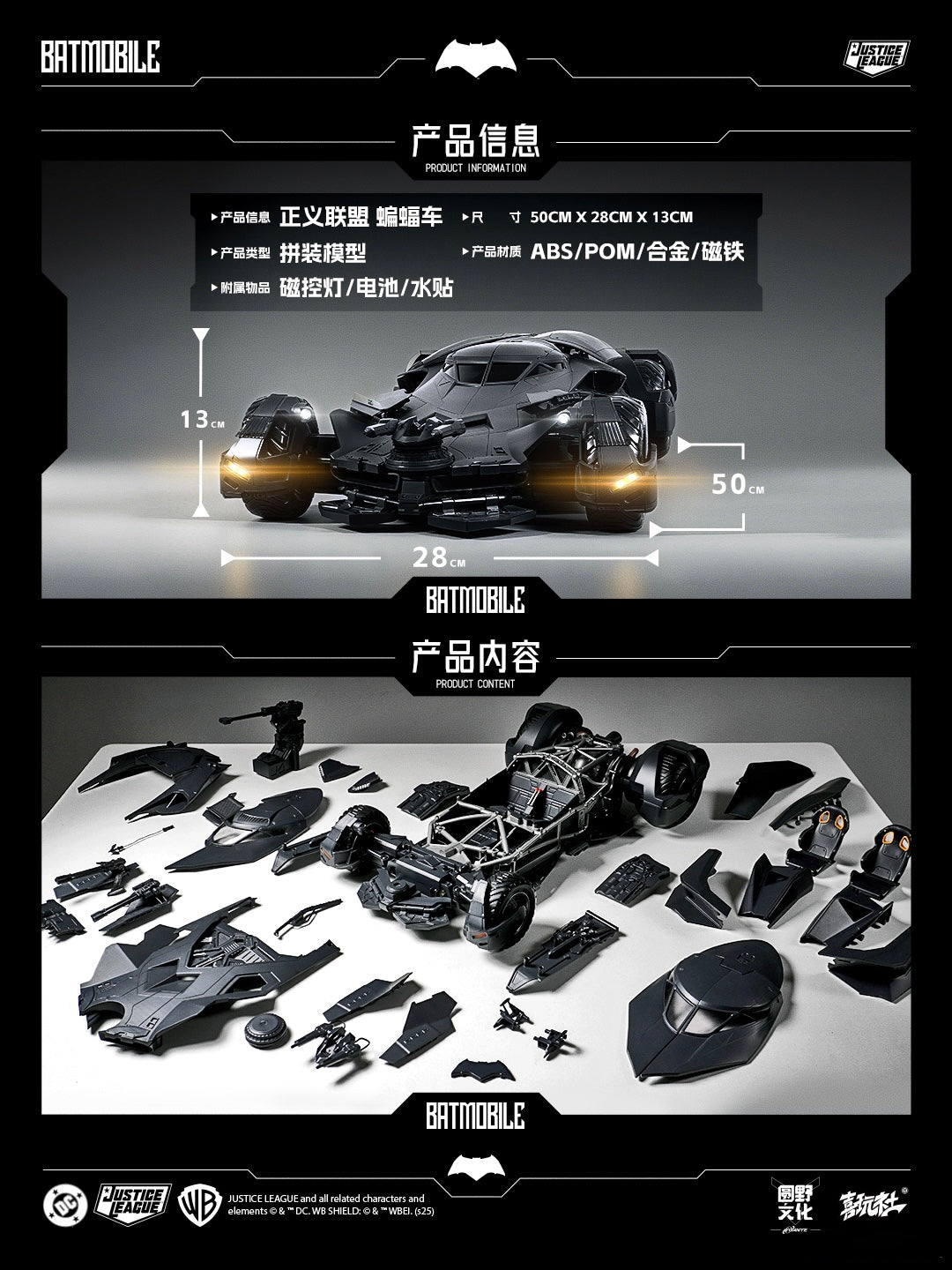 Xi Wan She (喜玩社) 1/12 Batmobile Model Kit (BvS & Justice League)