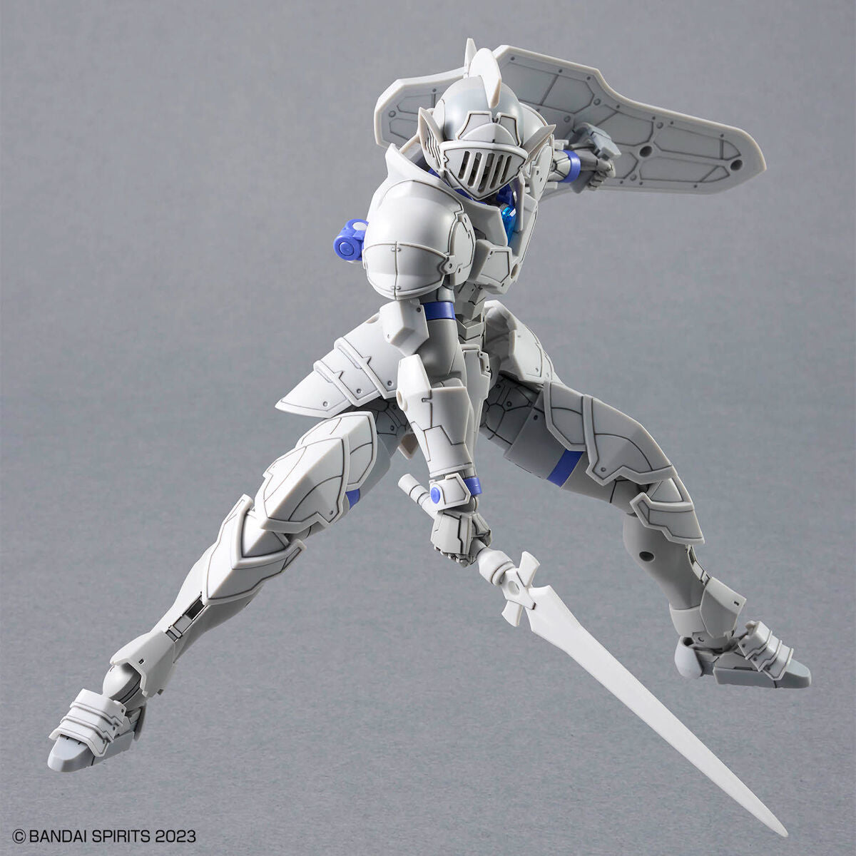 30MF Liber Knight figure with a sword on a gray background, featuring Bandai Spirits branding.
