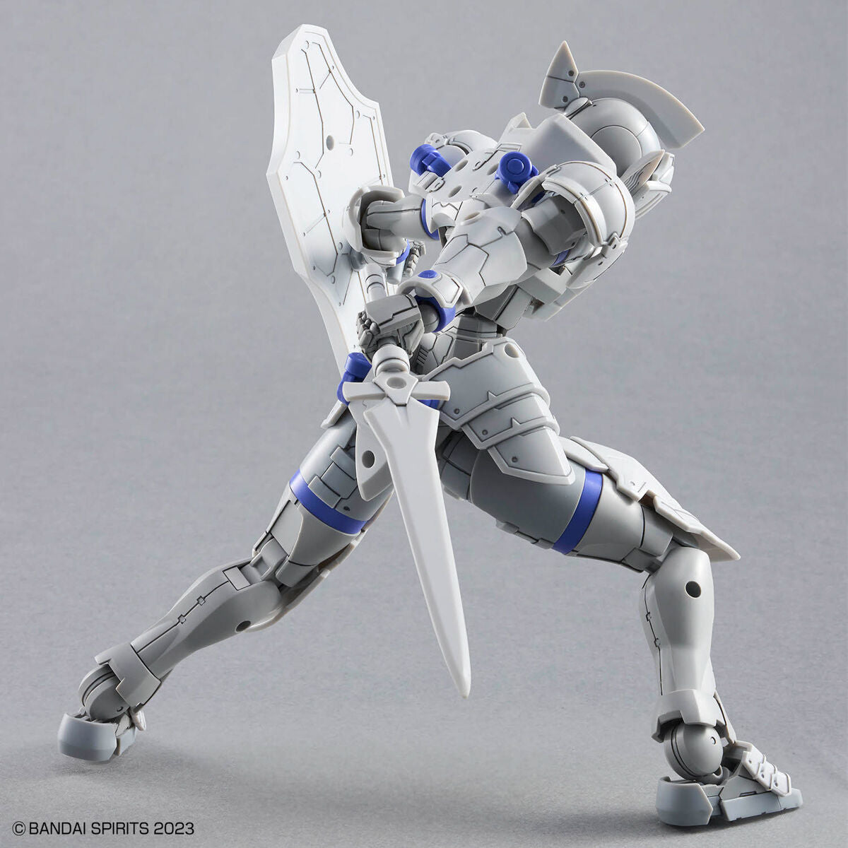 30MF Liber Knight figure with a sword on a gray background, featuring Bandai Spirits branding.