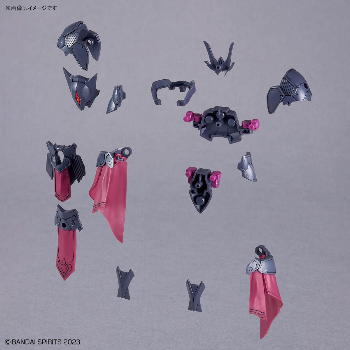 Set of model kit parts -30MF Rosan Priest,  on a gray background.