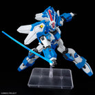 HG Ashsaviour model with blue and white color scheme on a clear stand against a black background.