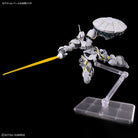 HG Xavier’s Gyan Hakuji-Packs with a yellow weapon on a clear stand against a black background