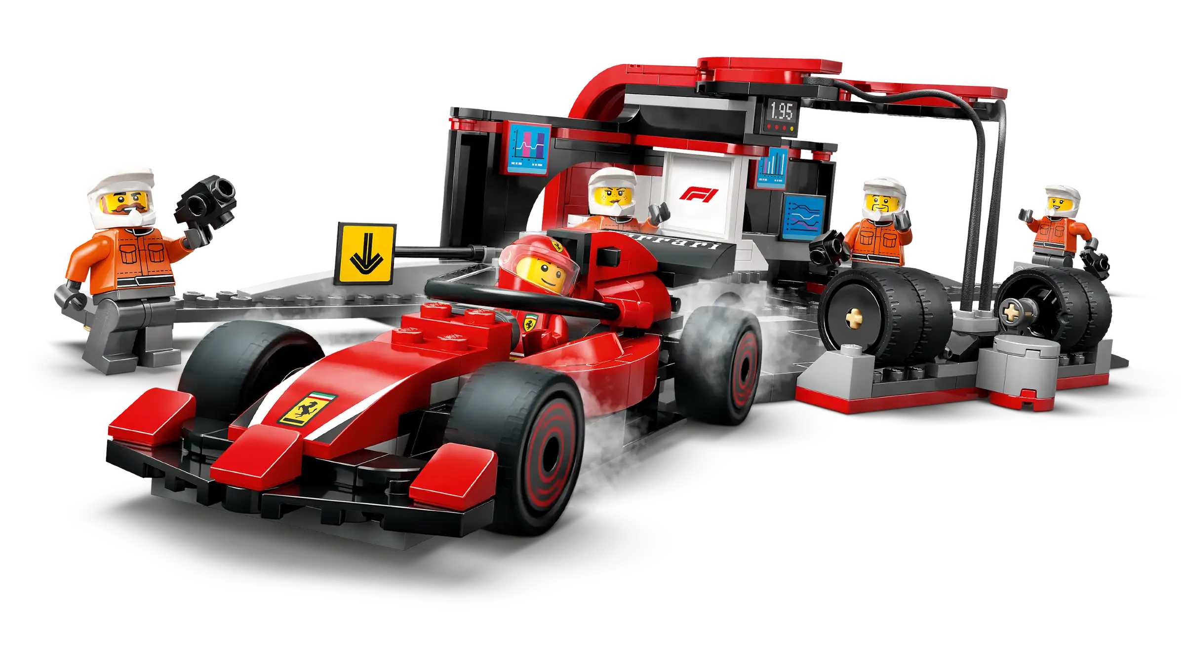 LEGO 60443 F1 Pit Stop & Pit Crew with Ferrari Car