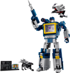 LEGO 10358 Transformers: Soundwave with a smaller robot and box on a white background