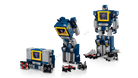 Transforming robot LEGO 10358 Transformers: Soundwave set with blue and yellow color scheme on a white background