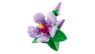 LEGO 10372 Hibiscus of a purple flower with green leaves on a white background