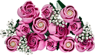 LEGO 10374 Bouquet of Pink Roses with white flowers on a white background