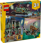 LEGO 31167 Haunted Mansion set packaging with multiple scene illustrations on a yellow background