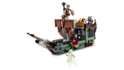 Pirate ship model made of interlocking bricks on a white background