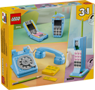 LEGO 31174 Retro Telephone set packaging with various phone models and accessories.