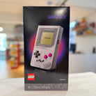 LEGO Game Boy packaging with a blurred indoor background
