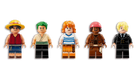 Five LEGO minifigures with different hairstyles and outfits on a white background - LEGO 75639 The Going Merry Pirate Ship Set