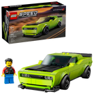 LEGO 77237 Dodge Challenger SRT Hellcat set with packaging and figure on a white background