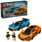 LEGO 77238 Lamborghini Revuelto & Lamborghini Huracán STO set with two cars and two figures on a white background