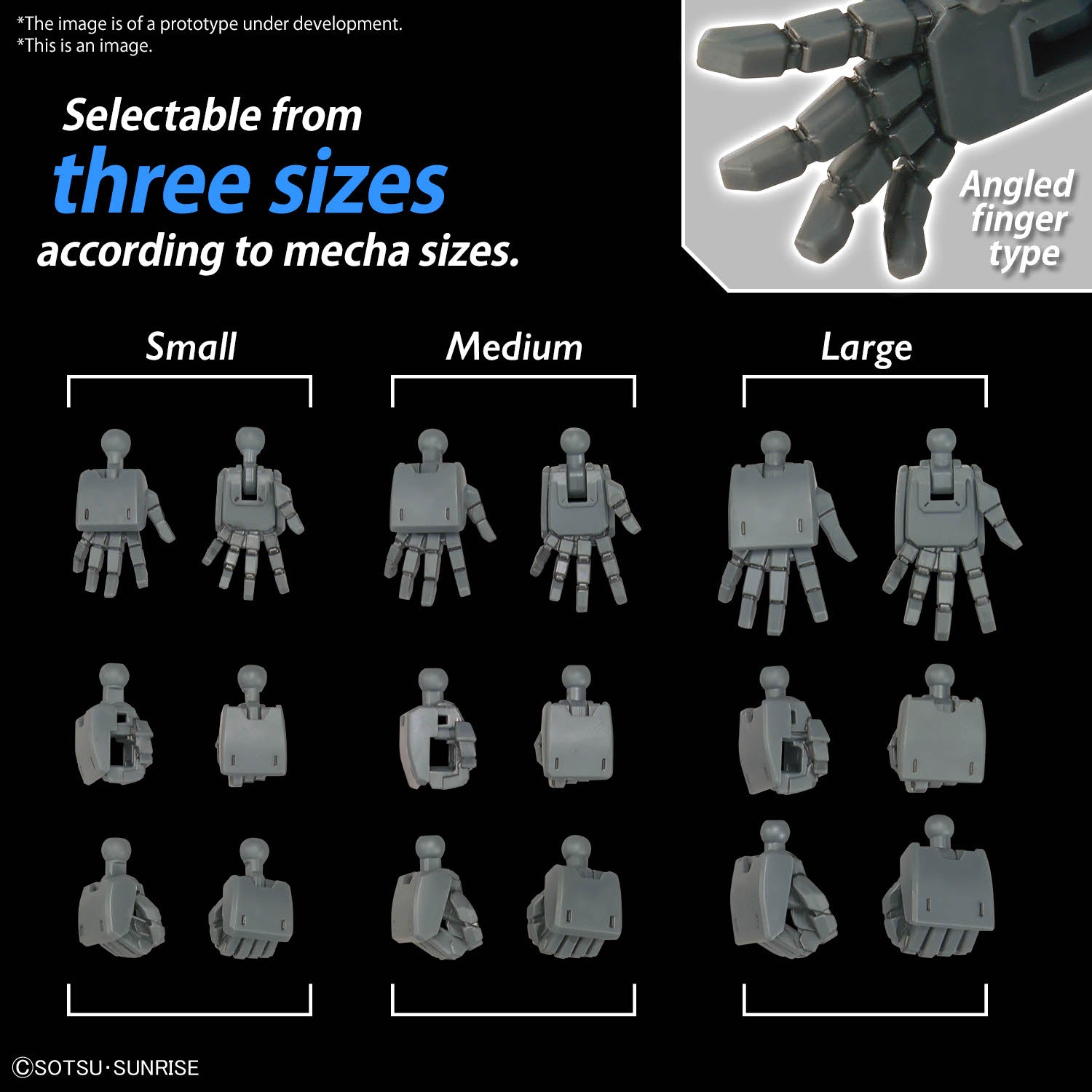Option Parts Set Gunpla 03 (Build Hands Edge) - S, M, L Sizes for Dynamic Poses