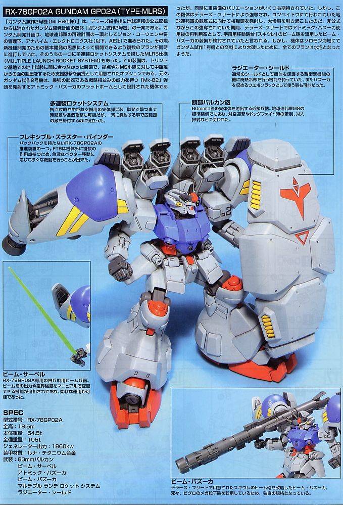 HGUC RX-78 GP02A Gundam GP02A MLRS Specification